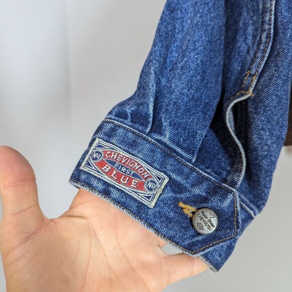 Vintage Chevignon Suede & Denim Jacket XXL – Embroidered Logo, Rare 80s/90s - Picture 11 of 15